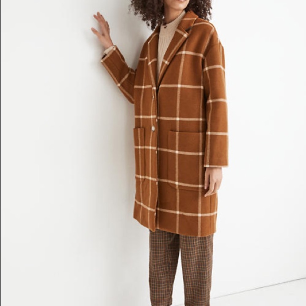 Elmcourt Windowpane Check Wool-Blend Coat